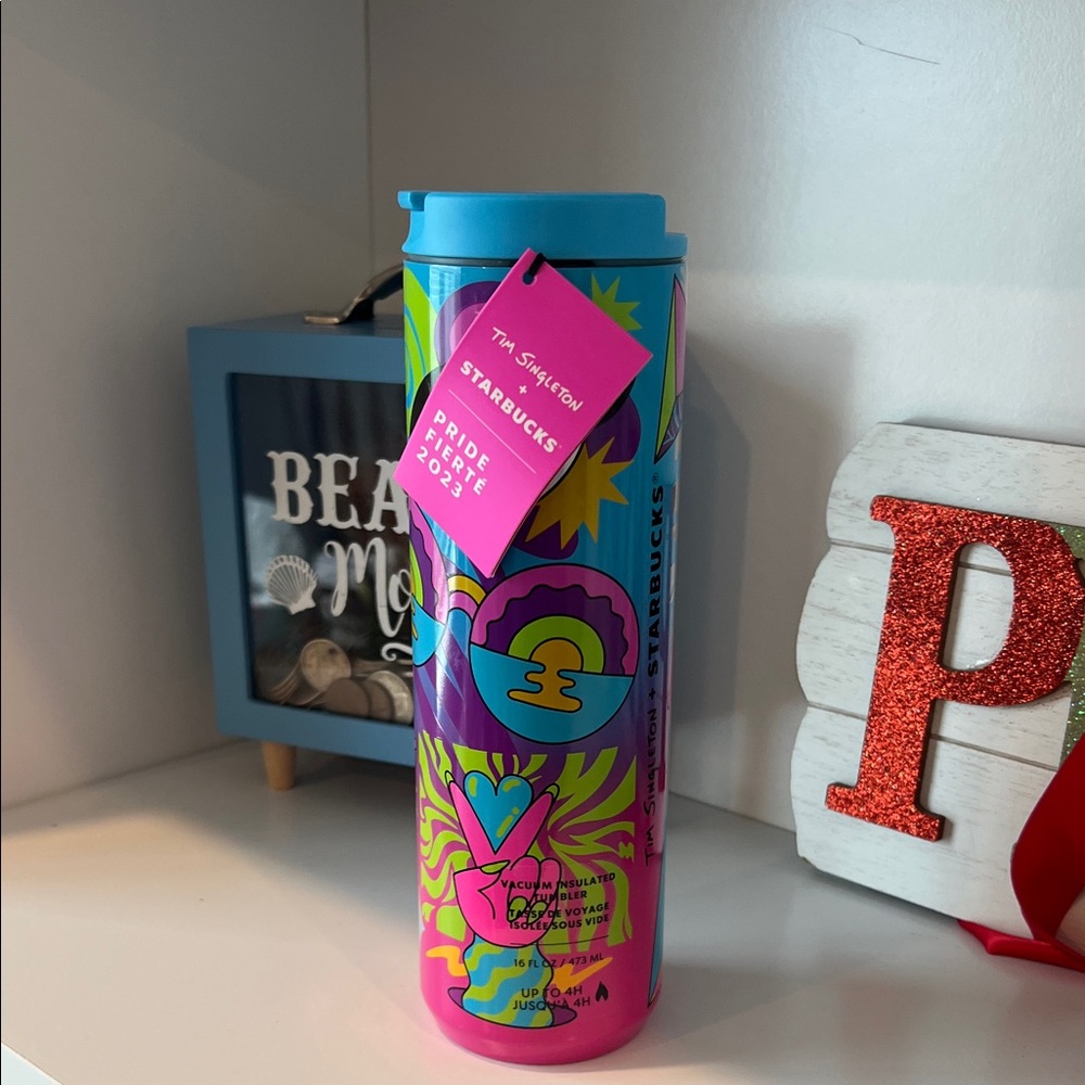 Starbucks Tim Singleton Pride 2023 Blue & Pink Stainless Travel Tumbler
